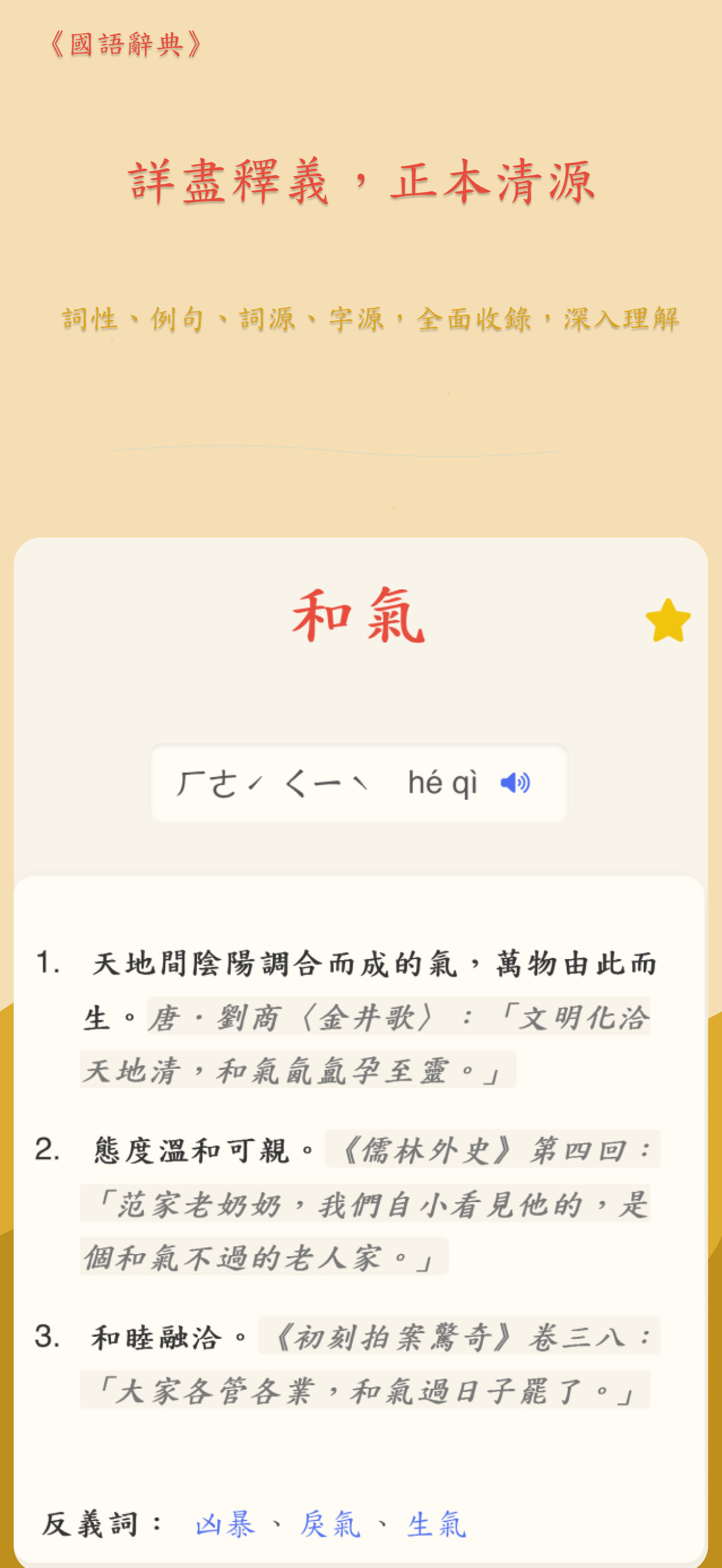 國語辭典應用界面展示 - 展示國語辭典應用的精美界面設計和豐富功能